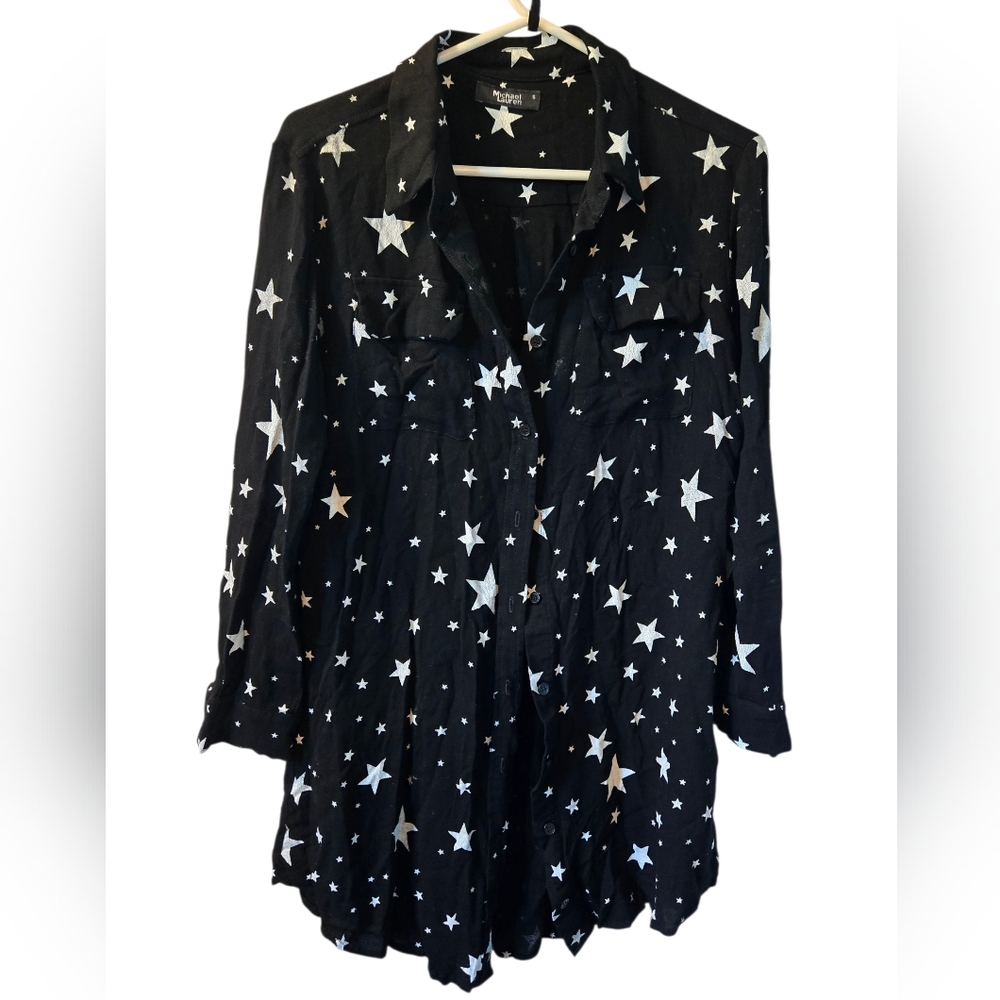 Michael Lauren Stars Button-down dress/tunic - Picture 3 of 13